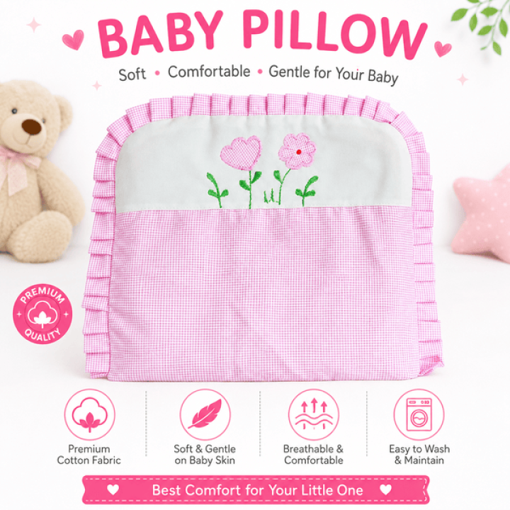 OLY BABY Soft Cotton Baby Pillow for Newborn Babies