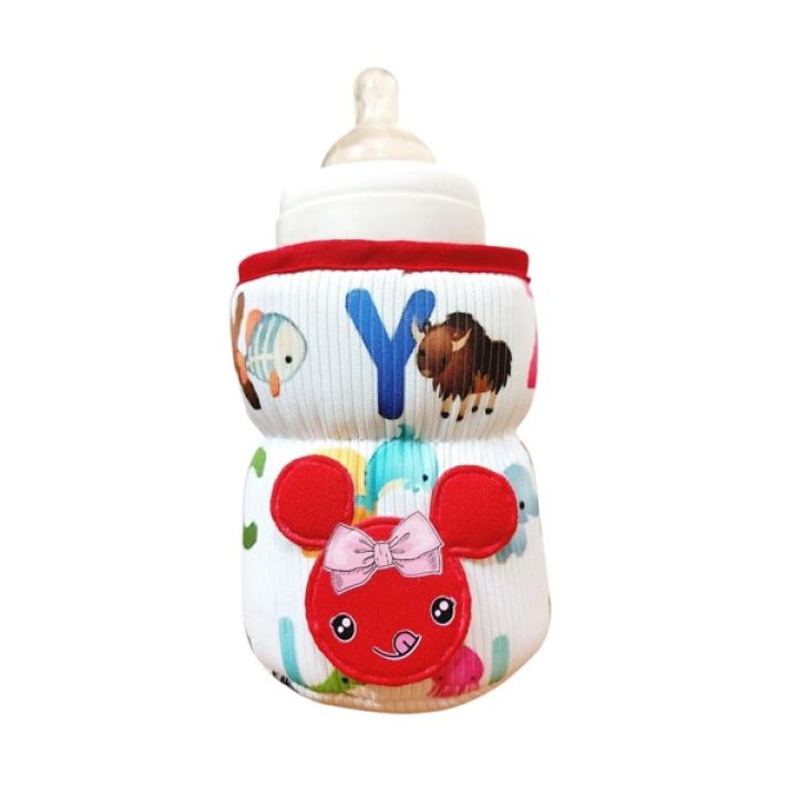 Oly Baby Bottle Cover for Wide Neck Feeding Bottles (125ml) – Soft Plush Stretchable Baby Feeding Bottle Cover with Easy-to-Hold Strap (Multicolor)